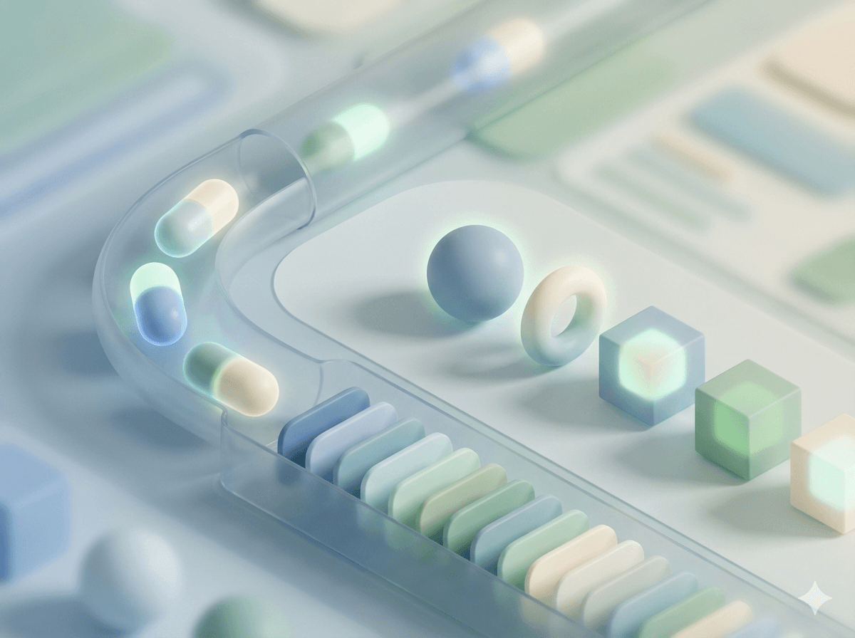 Soft 3D illustration of files flowing into a queue