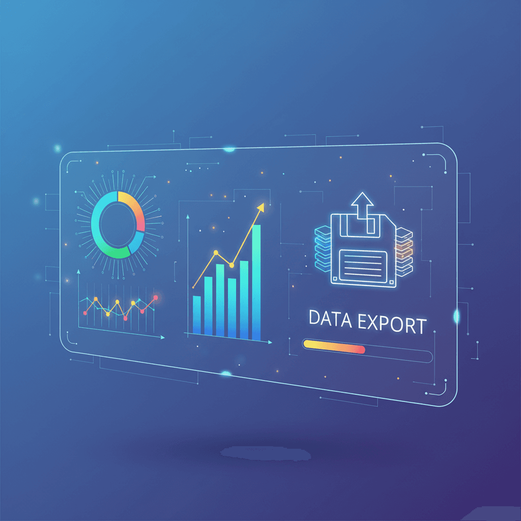 Illustration of dashboard charts and export options